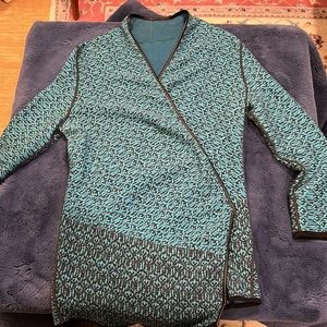 Reversible teal jacket or cardigan for women
